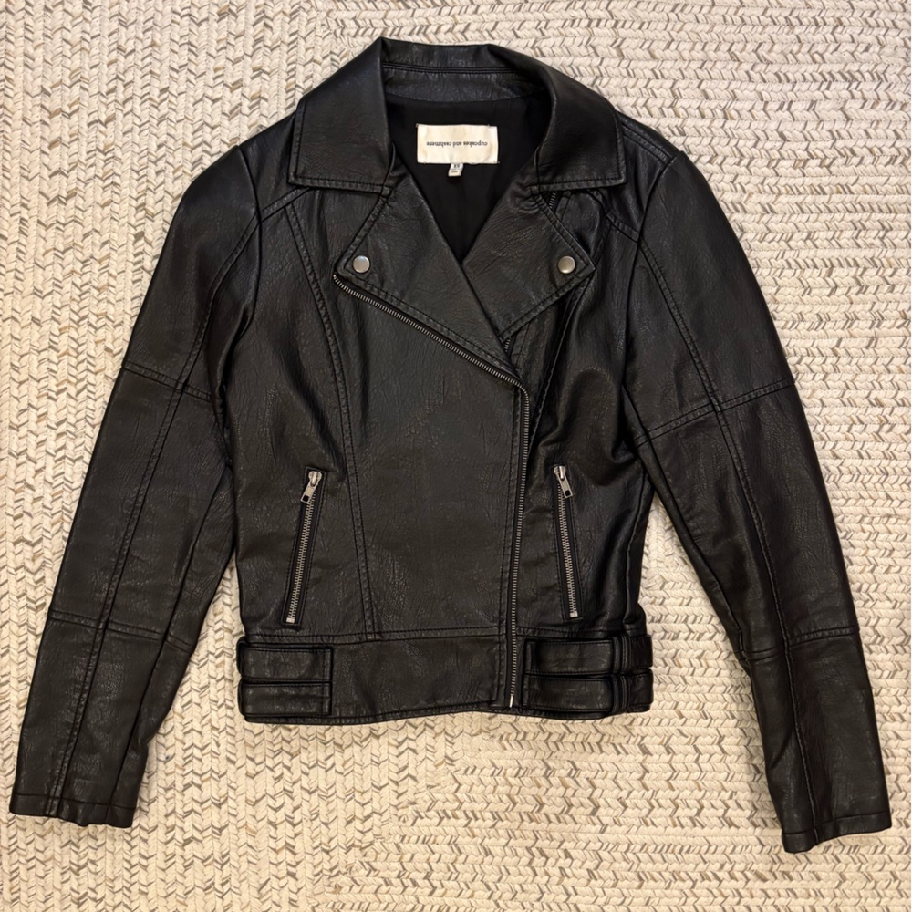 cupcakes & cashmere Black Leather Jacket